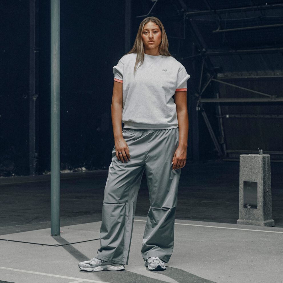 Sienna Betts wearing a pair of grey 9060s